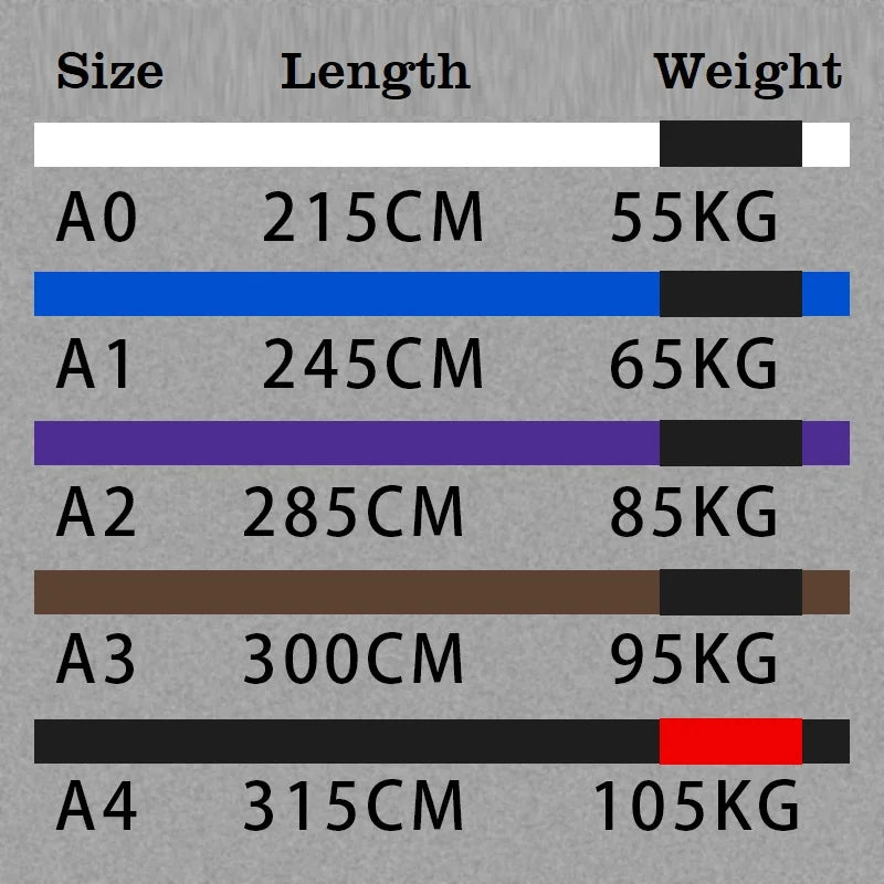 Brazilian Jiu Jitsu BJJ Belts 215cm - 315cm Adult A0 A1 A2 A3 A4 Black Brown Purple Blue White Free Embroidery Name