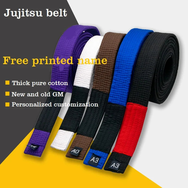 Brazilian Jiu Jitsu BJJ Belts 215cm - 315cm Adult A0 A1 A2 A3 A4 Black Brown Purple Blue White Free Embroidery Name