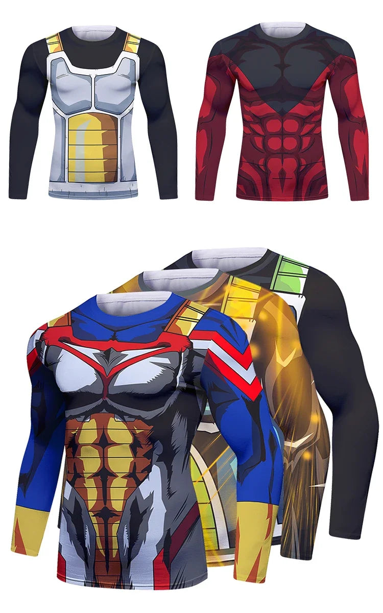 BJJ Fight Rashguard Men's Sports T-shirt Tops Fitness Printed Sublimation Boxing MMA Compression Tights Long Sleeve T-Shirts