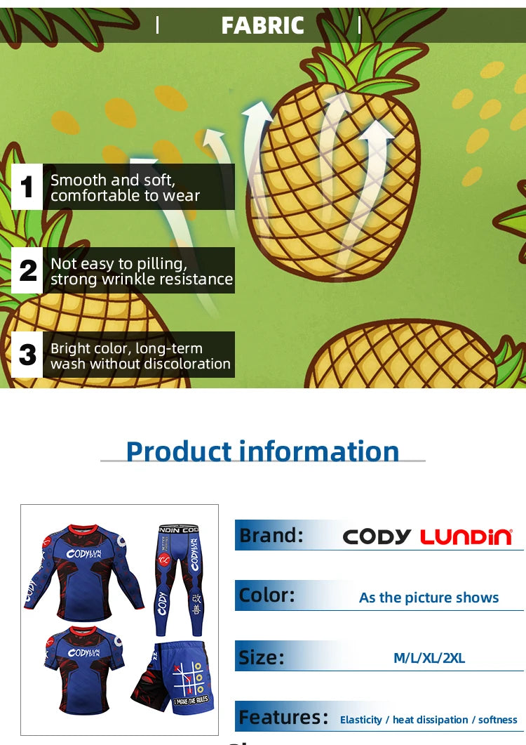 Factory News Products BJJ Anti Slip Bottom Rash Guard Fitness Rash Guard Jiu Jitsu Long Sleeve MMA Compression Sets for Men