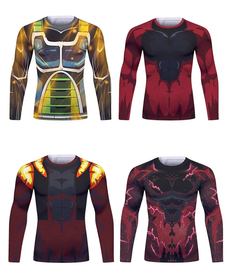 BJJ Fight Rashguard Men's Sports T-shirt Tops Fitness Printed Sublimation Boxing MMA Compression Tights Long Sleeve T-Shirts