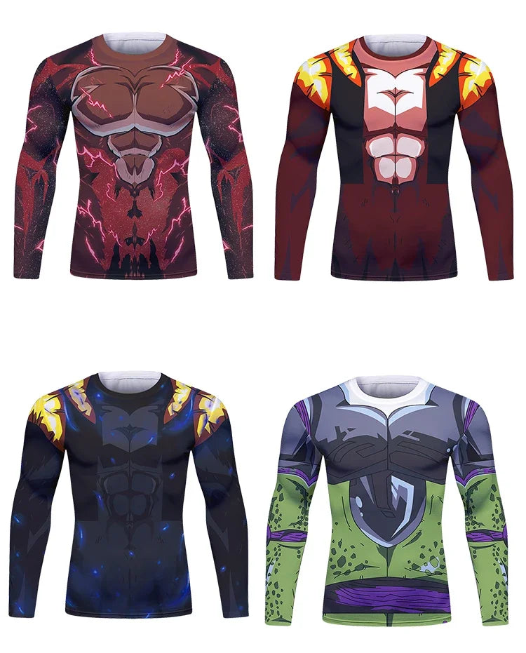 BJJ Fight Rashguard Men's Sports T-shirt Tops Fitness Printed Sublimation Boxing MMA Compression Tights Long Sleeve T-Shirts