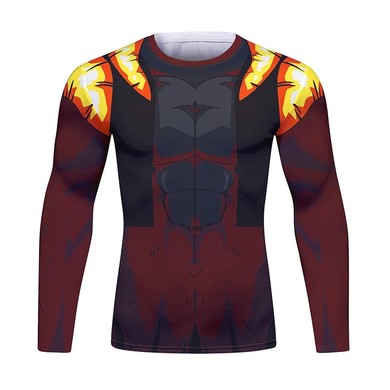 BJJ Fight Rashguard Men's Sports T-shirt Tops Fitness Printed Sublimation Boxing MMA Compression Tights Long Sleeve T-Shirts