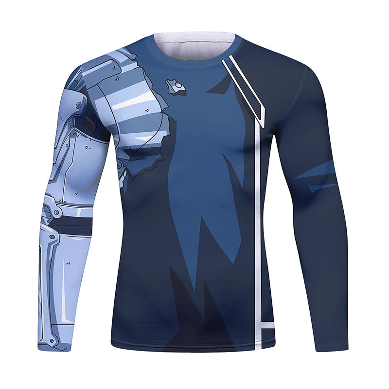 BJJ Fight Rashguard Men's Sports T-shirt Tops Fitness Printed Sublimation Boxing MMA Compression Tights Long Sleeve T-Shirts