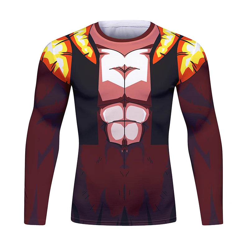 BJJ Fight Rashguard Men's Sports T-shirt Tops Fitness Printed Sublimation Boxing MMA Compression Tights Long Sleeve T-Shirts