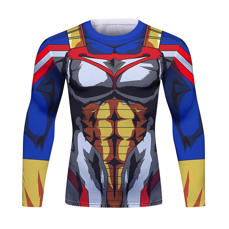 BJJ Fight Rashguard Men's Sports T-shirt Tops Fitness Printed Sublimation Boxing MMA Compression Tights Long Sleeve T-Shirts