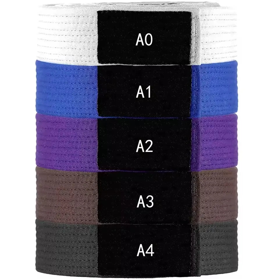 Brazilian Jiu Jitsu BJJ Belts 215cm-315cm Adult A0 A1 A2 A3 A4 BJJ Black Belt Brown Purple Blue White Embroidery Name Customize