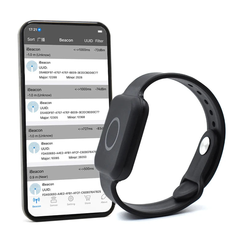 FeasyBeacon Wearable BLE iBeacon Wristband Eddystone Bracelet Indoor Positioning Tracking Waterproof Bluetooth Low Energy Beacon